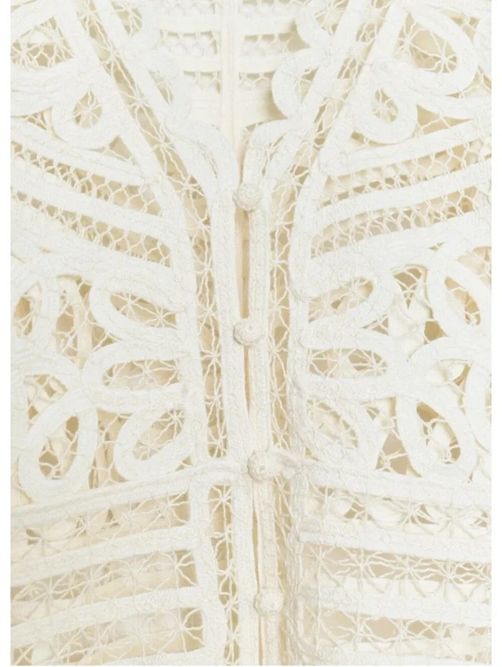 Zara Zw Collection Sheer Lace Crochet Short-Sleeve Top in Cream Sz-M